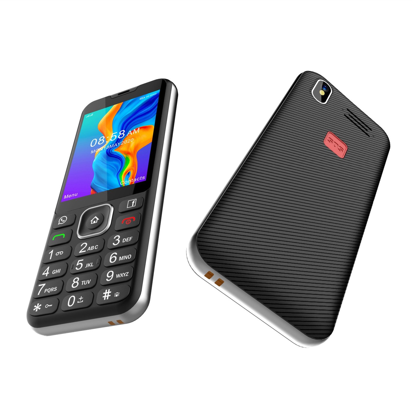 4g keypad dual sim feature phones senior bar mobile phones with rear 0.3MP camera dual front camera optional