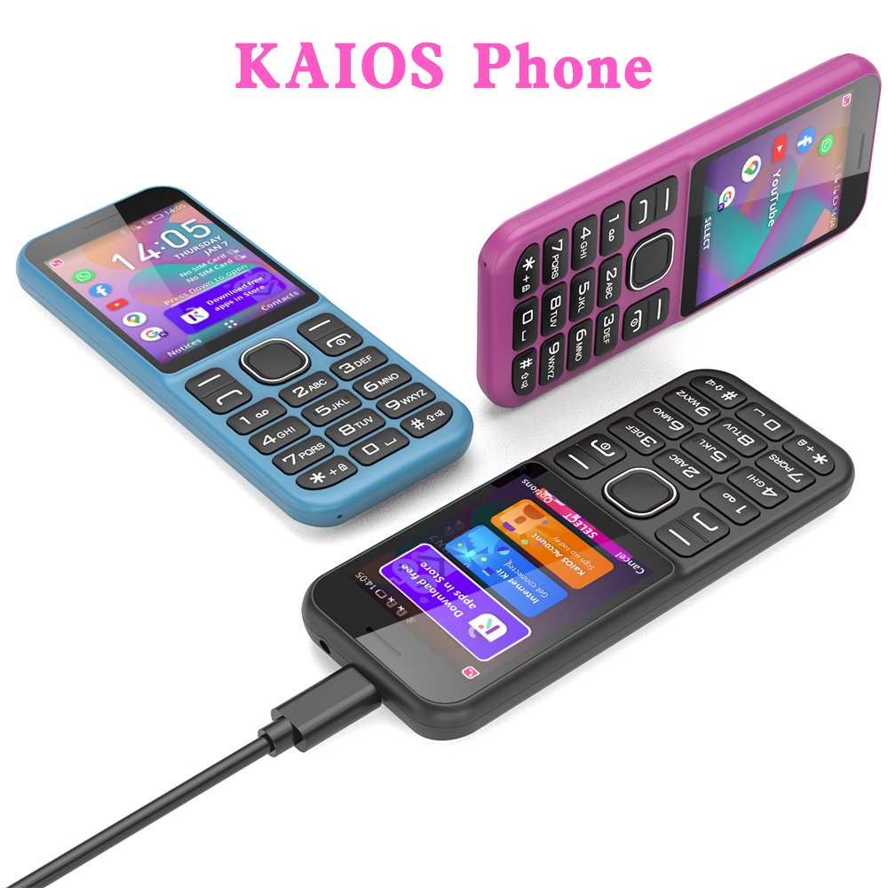 Kaios 4g Keypad Phone Factory Latest 2.4 Inch Blue 1080P 8MP 2.4 Tft Mobile Seniors Phone KAI OS Easy to Use WIFI Feature Phone