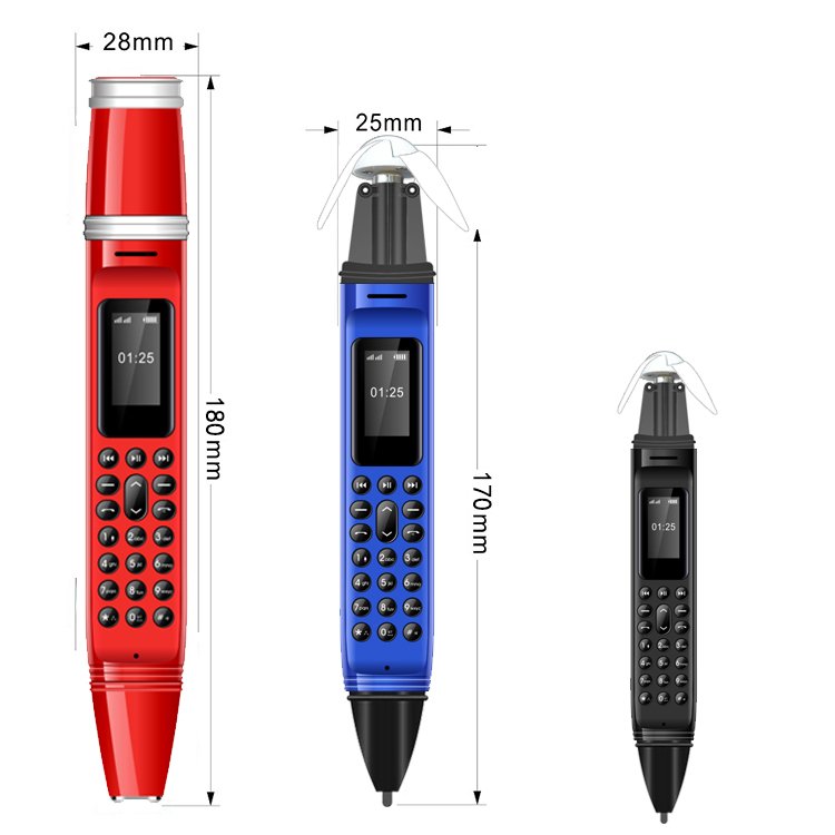 Pen Shape Dialer Mobile Phones with Camera Flashlight 0.96" Tiny Screen GSM Dual SIM with Recording Mini Pen Cellphone