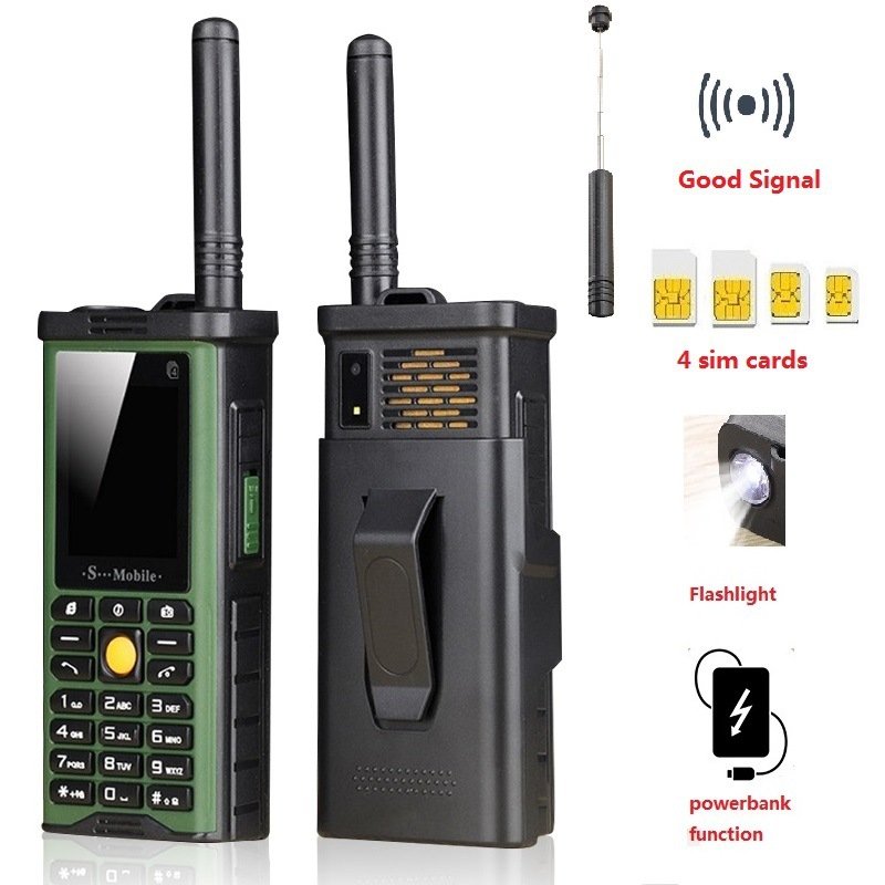 Outdoor electric bully mobile phone with four cards and four standby modes ong standby time adjustable