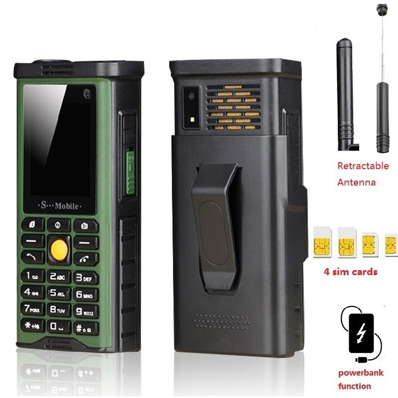 Outdoor electric bully mobile phone with four cards and four standby modes ong standby time adjustable