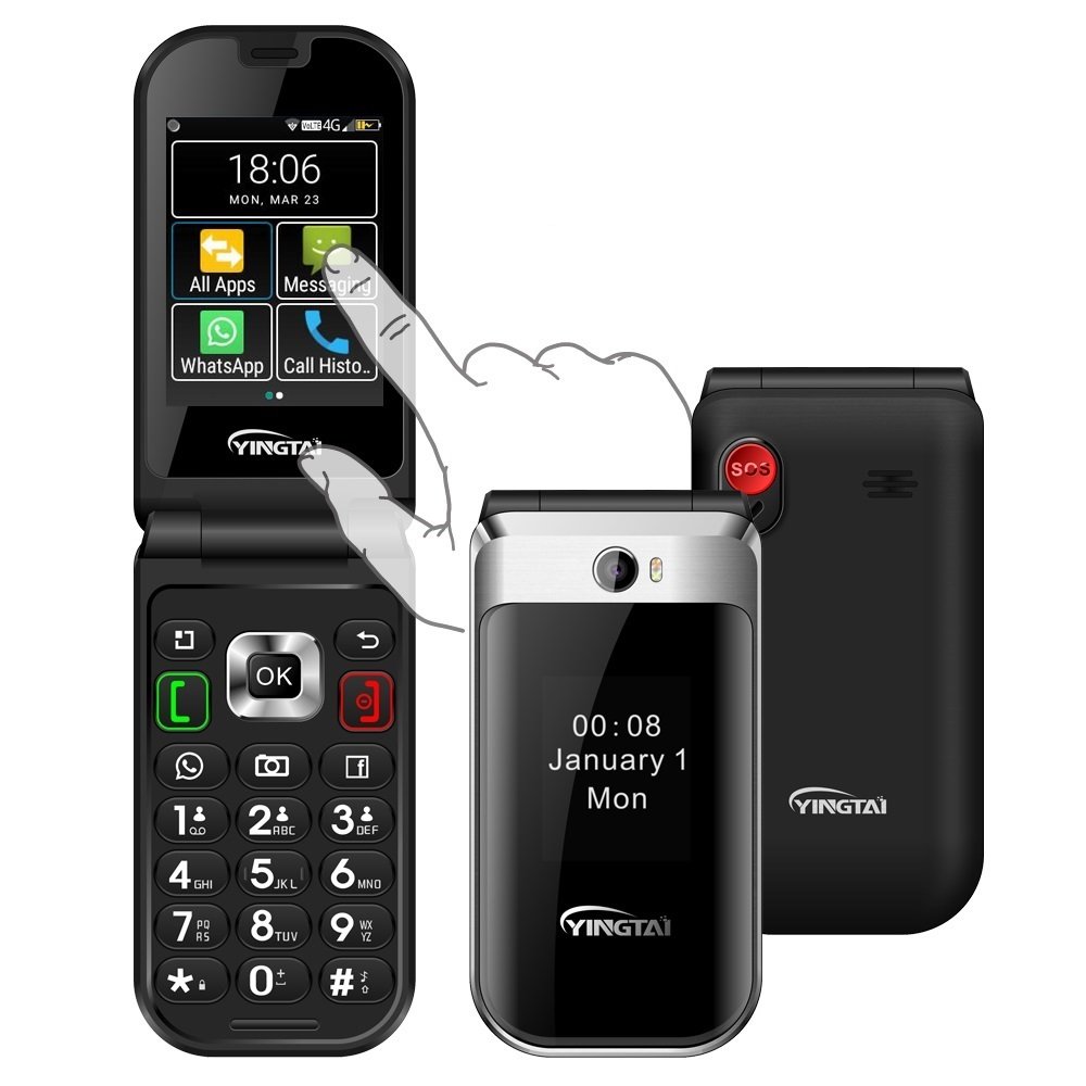 New flip cover cell phone signal booster gsm home 3g 4g lte mobile projector keypad android 4g senior phone