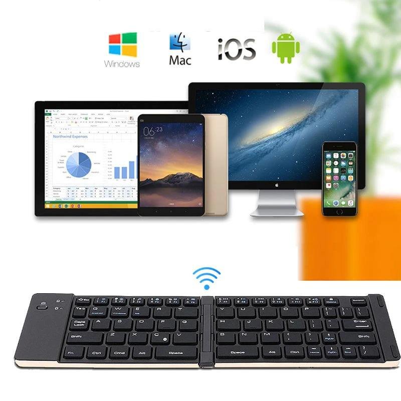 ce rohs foldable keyboard Wireless keyboard and mouse B033 Folding Ultra Thin Universal TouchTablet Mobile Phone