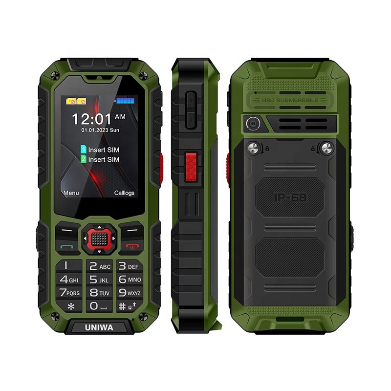 UNIWA S9 Double LED Lights Torch 2.4 inch screen 4G LTE IP68 waterproof keypad mobile phones