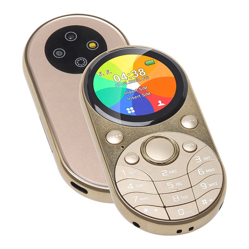 Compact Metal Keypad Phone with 1.39 Inch Round LCD Dual SIM Card Dual Standby 800mAh Big Battery GSM Cellular