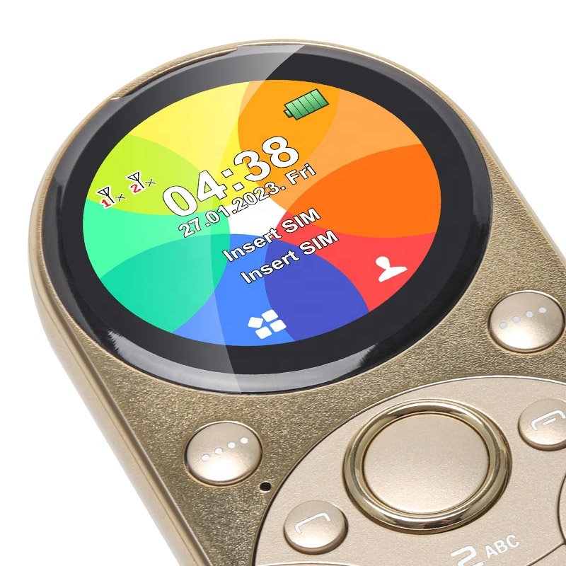 Compact Metal Keypad Phone with 1.39 Inch Round LCD Dual SIM Card Dual Standby 800mAh Big Battery GSM Cellular