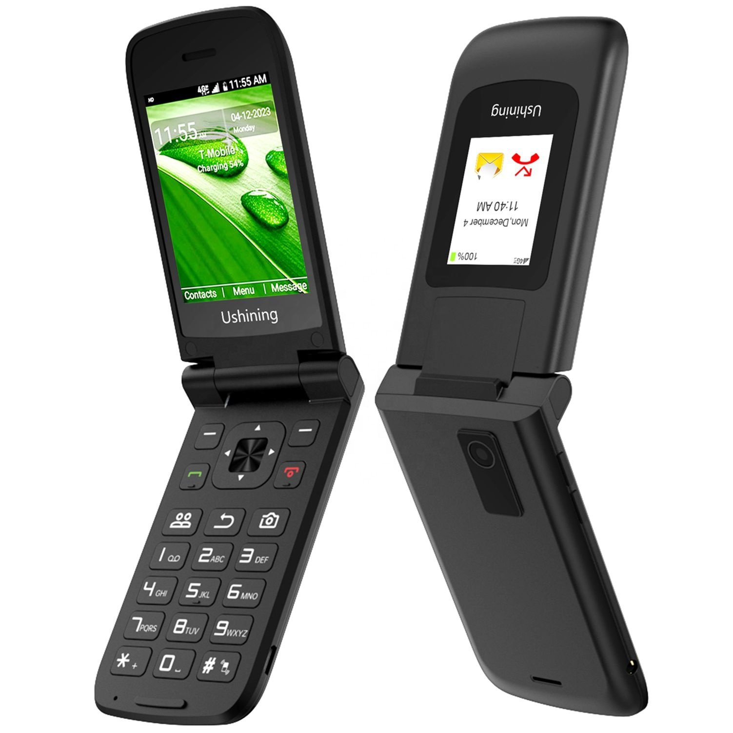 4G Flip Phones Qualcomm Chips Feature Mobile Phone Text to Voice Dual Screen 2.8/1.77 Inch Big Button Phone for Kids&seniors