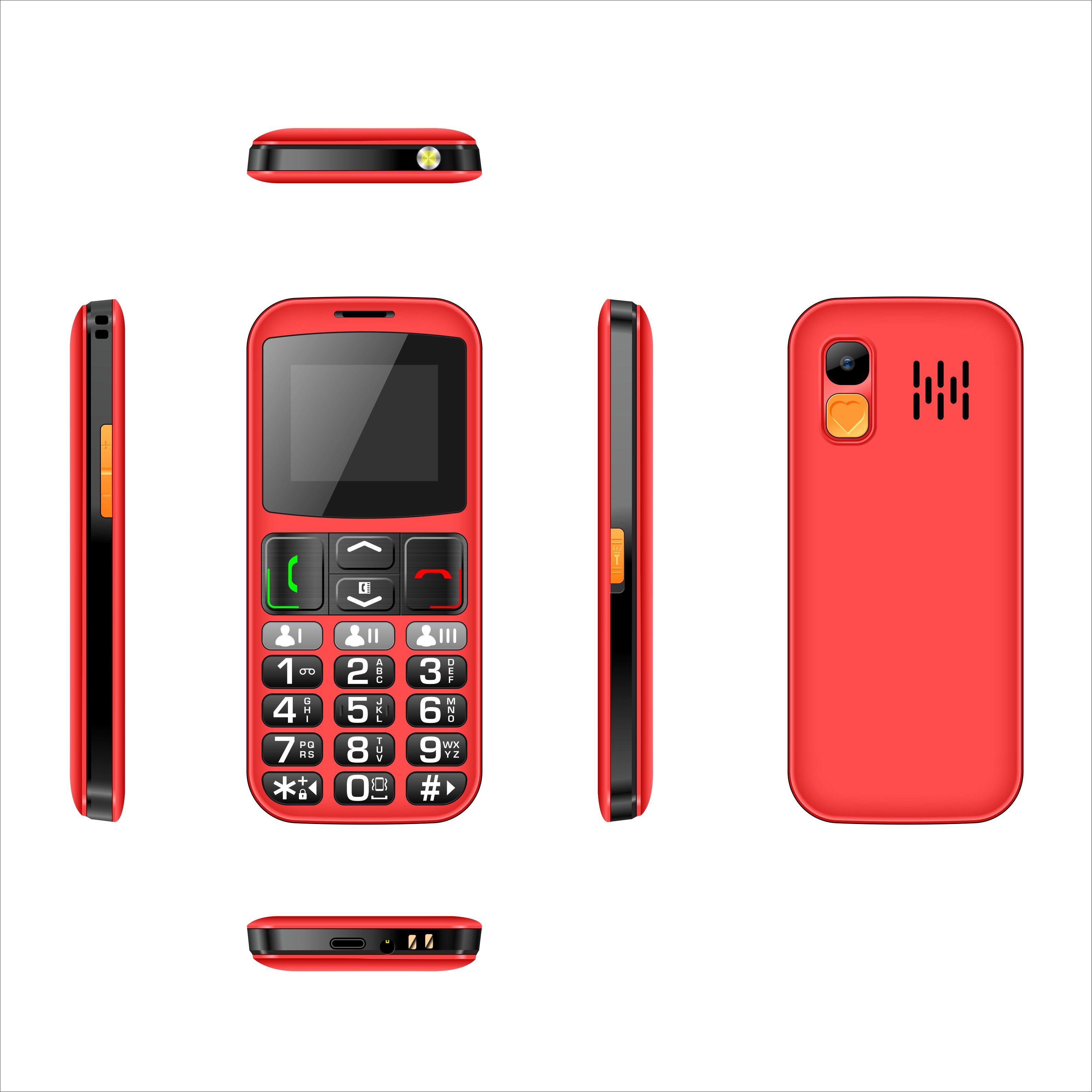 Basic big words SOS 4G senior phone 2SIM bar mobile phone 1.77inch screen GSM Cellular For Tecno for itel for samsung cellphone