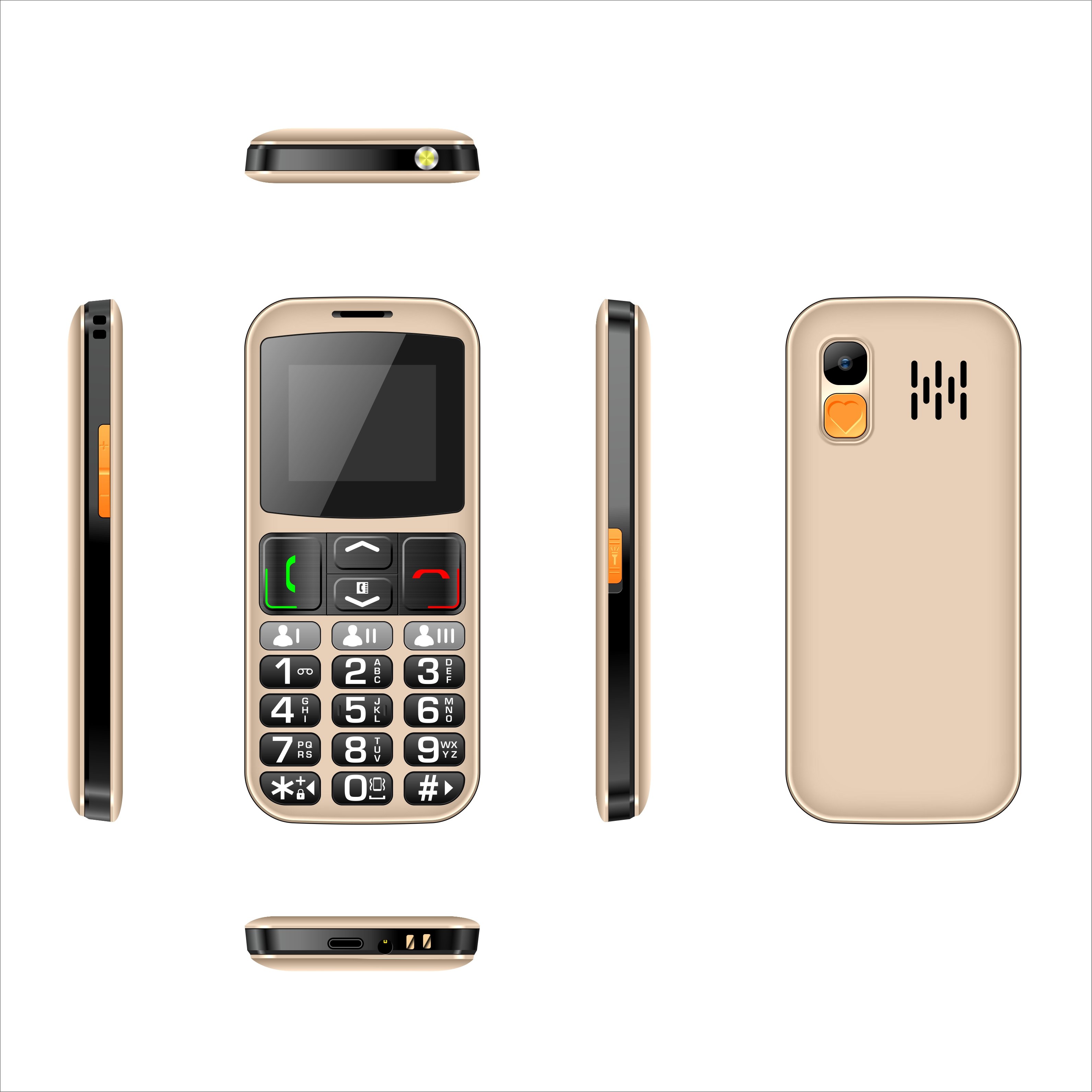Basic big words SOS 4G senior phone 2SIM bar mobile phone 1.77inch screen GSM Cellular For Tecno for itel for samsung cellphone