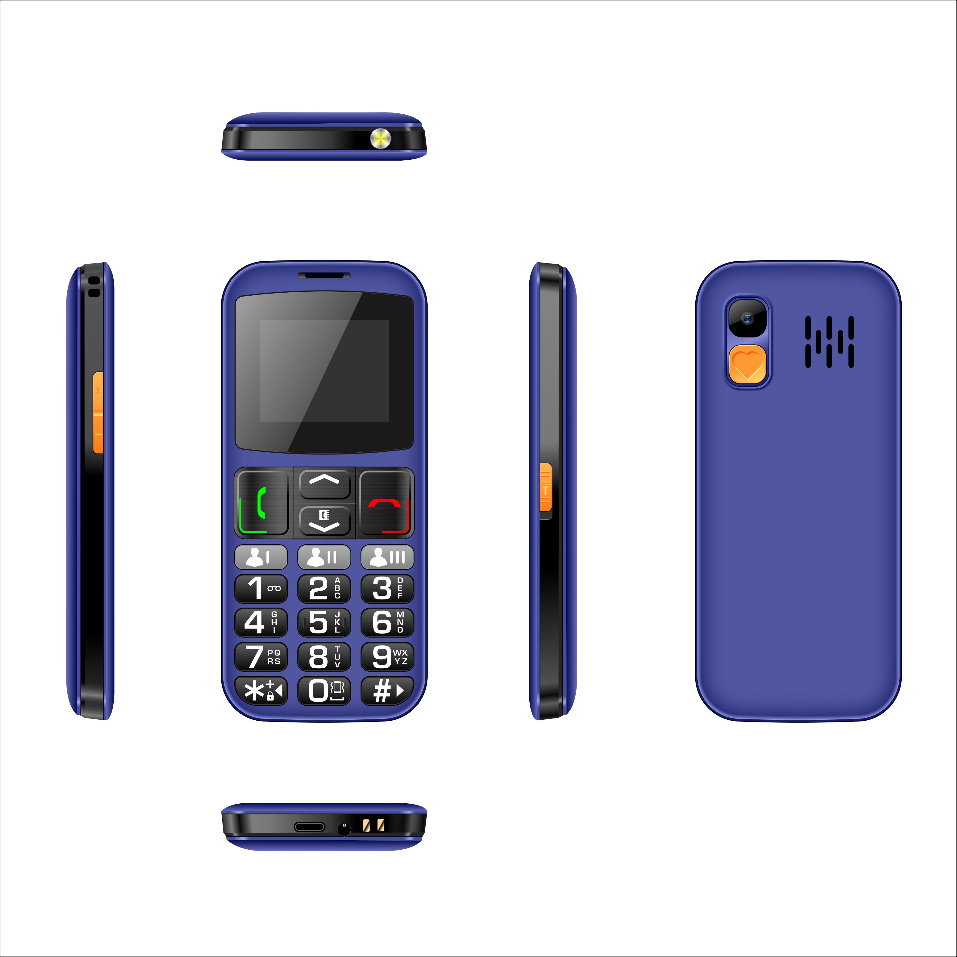Basic big words SOS 4G senior phone 2SIM bar mobile phone 1.77inch screen GSM Cellular For Tecno for itel for samsung cellphone