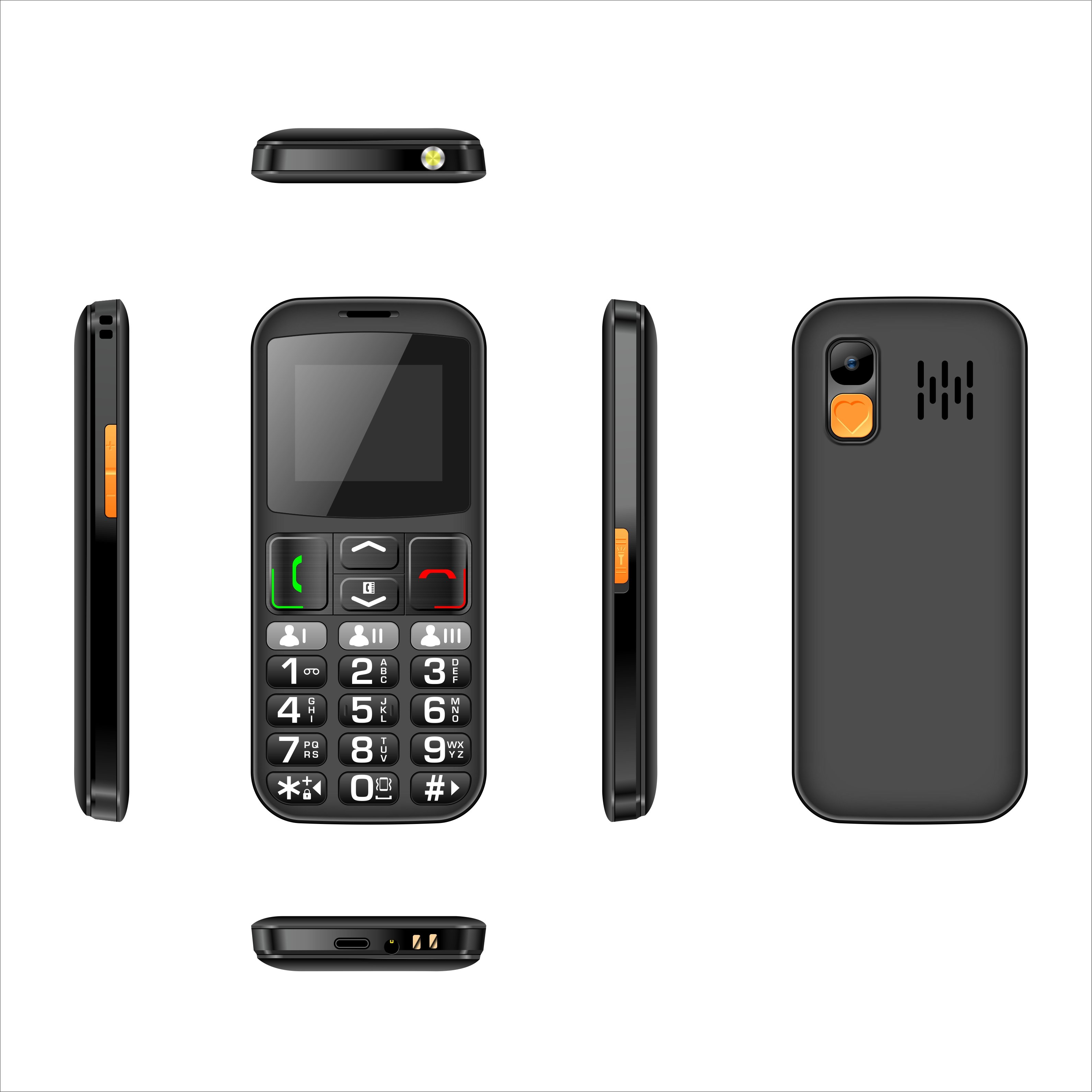 Basic big words SOS 4G senior phone 2SIM bar mobile phone 1.77inch screen GSM Cellular For Tecno for itel for samsung cellphone