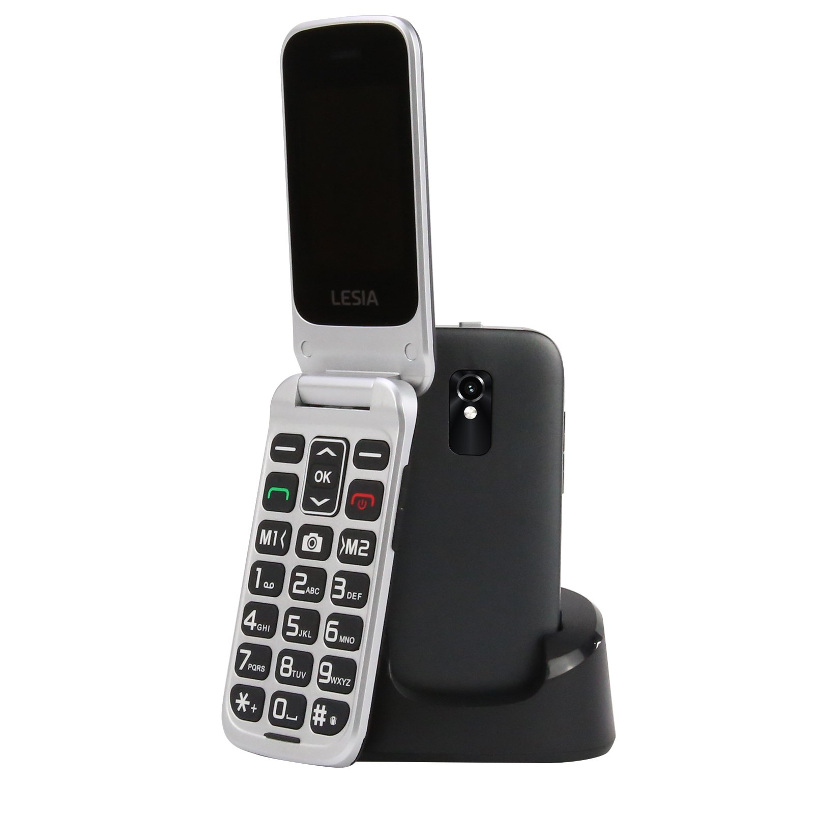 big button flip cell phone 2.4 inch Dual Sim 4G LTE big keypad With charging base mobile phone for seniors
