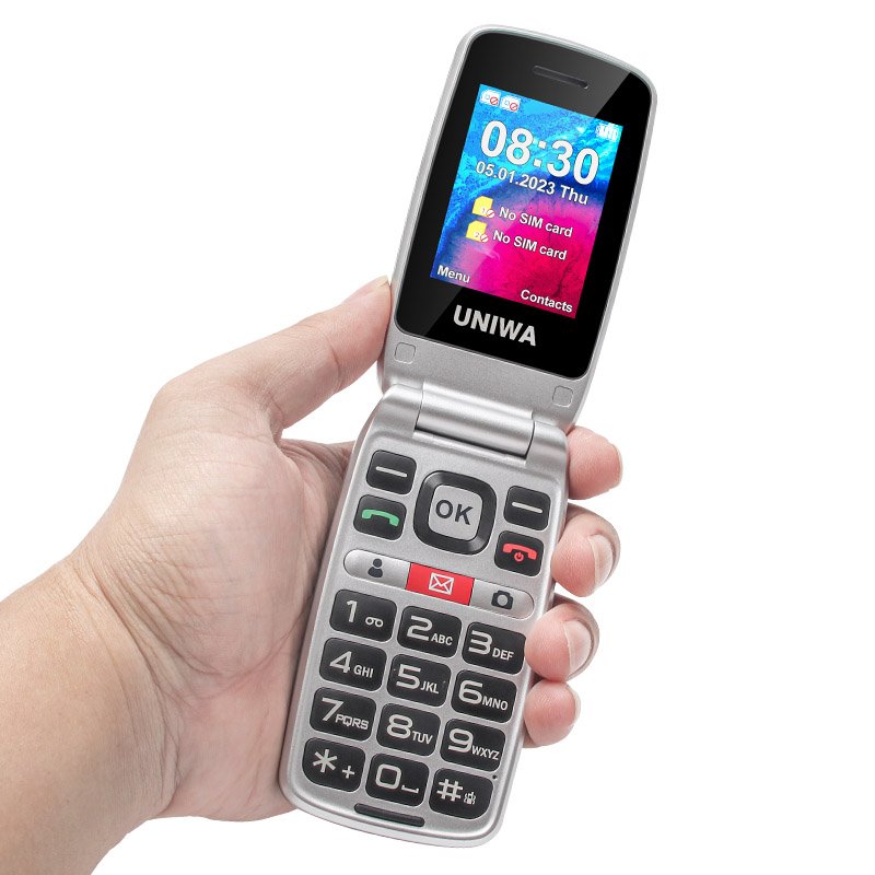 UNIWA V202T 2.4 Inch Double Screen SOS Button Keypad Mobile 4G Flip Senior Phone