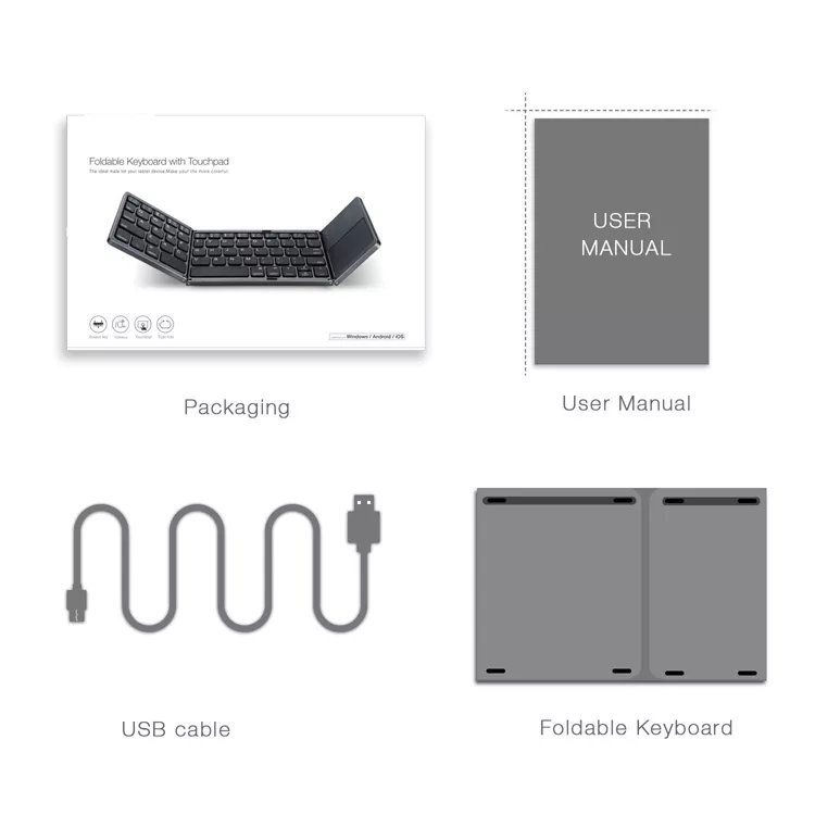 2022 For Tablet Pc Mobile Phone Using Blue Tooth Touch Pad 3 Level Foldable portable usb keyboard for keypad and keyboards