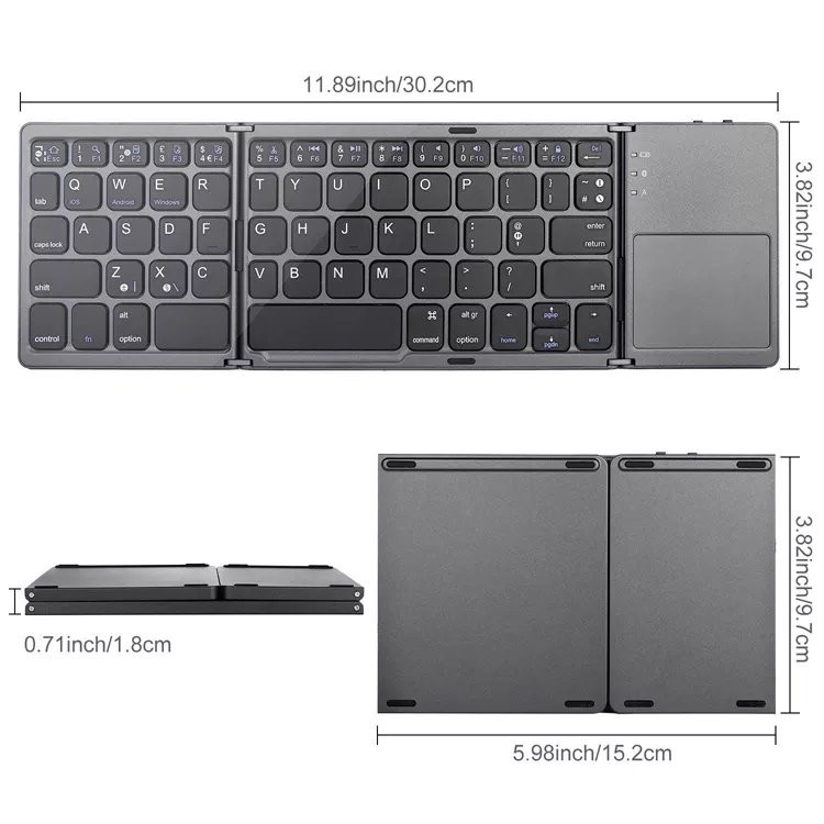 2022 For Tablet Pc Mobile Phone Using Blue Tooth Touch Pad 3 Level Foldable portable usb keyboard for keypad and keyboards