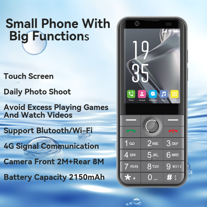 2024 Dual SIM 2.8 Inch 2150mAh Long Standby Time Flashlight FM Radio Call Recording 4G Feature Bar Phone