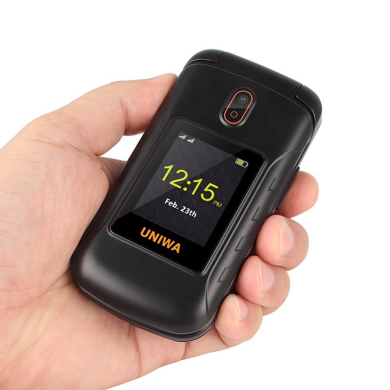 Classic Style UNIWA V909T Flip Phone for Elderly 2.8 Inch Main Screen SOS Quick Dial HAC Earpiece 4G LTE Network Support
