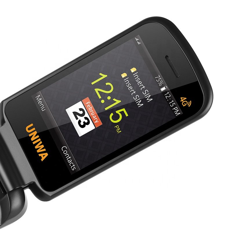 Classic Style UNIWA V909T Flip Phone for Elderly 2.8 Inch Main Screen SOS Quick Dial HAC Earpiece 4G LTE Network Support