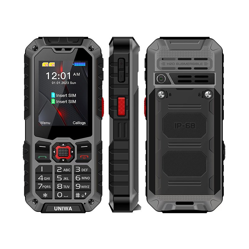 Customized Brand 2.4 Inch Large Capacity Battery IP68 Waterproof Keypad Feature Rugged Quad GSM Phone UNIWA S9R