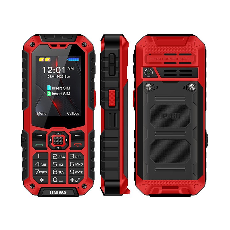Customized Brand 2.4 Inch Large Capacity Battery IP68 Waterproof Keypad Feature Rugged Quad GSM Phone UNIWA S9R