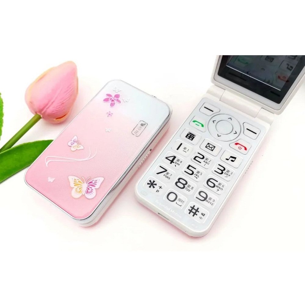 Hot sale Women's beautiful clamshell elderly mobile phone voice king big button standby long gsm mini flip phone