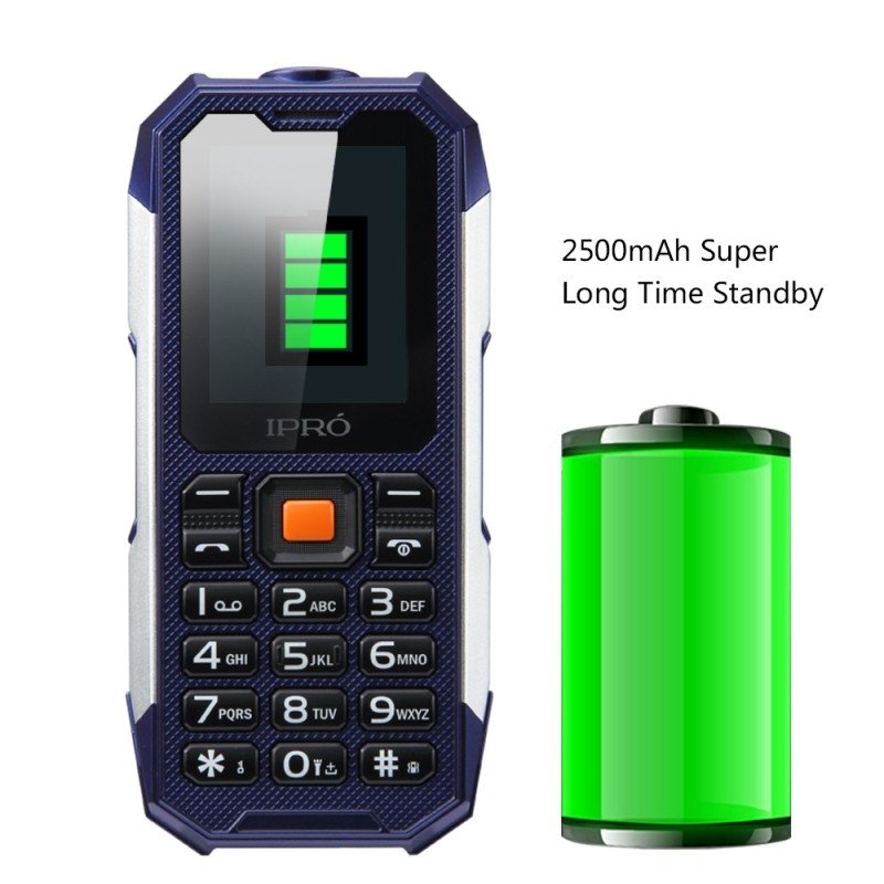 IPRO IP68 Waterproof Feature Phone Shark II 2.0inch Unlocked Rugged Cell Dual SIM Waterproof 2500mAh Rugged Mobile Phone