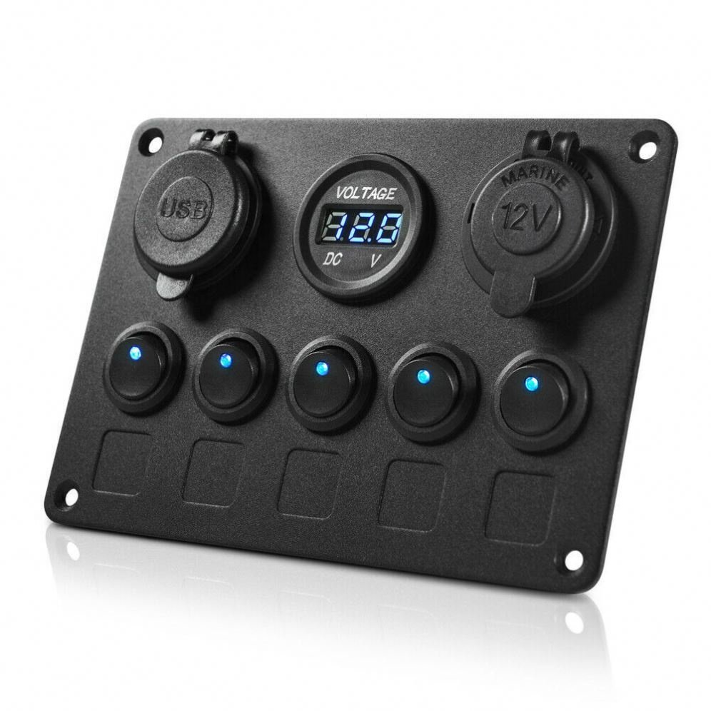 Car modification 5 position cat eye switch dual USB voltmeter cigarette lighter overload voltmeter protection