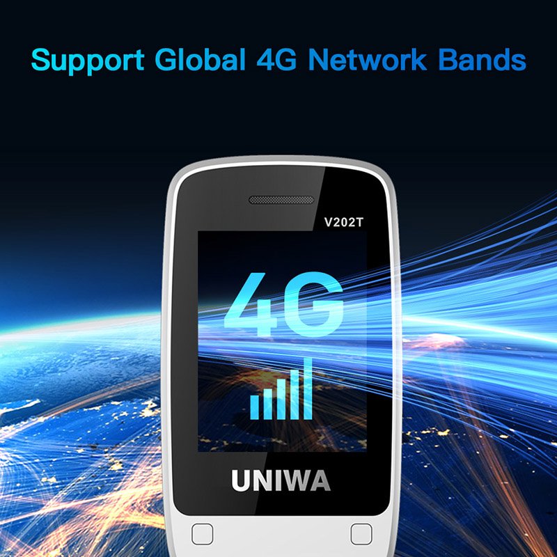 UNIWA V202T Custom Big Button Big Battery 3G&4G Seniors Cell Mobile Phone with SOS Camera Torch Features UK/US Plug for Elderly