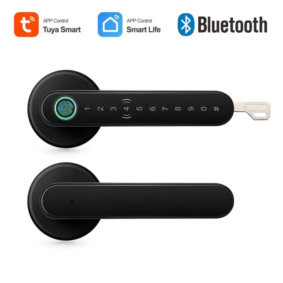 Best Security Door Lock Fingerprint Digital Keypad TTlock Mobile APP Lever Handle Smart Lock For Front Door
