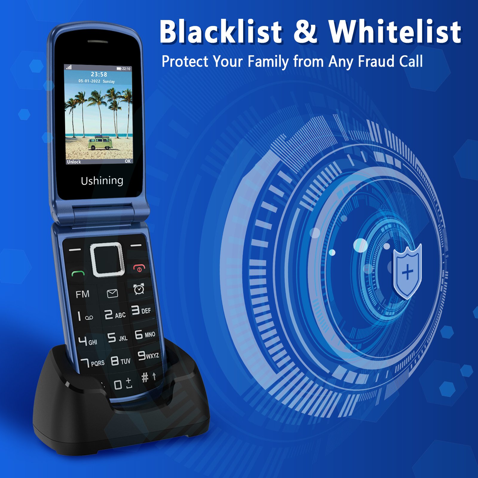 Factory Price 4G Flip Phone 1.77+2.4'' Dual Screen LTE Cell Phone Phone FM Bluetooth for Elderly People