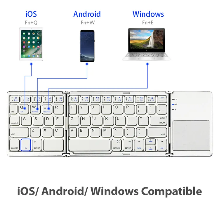B033 Mini Foldable Keyboard with Touchpad Wireless Air Mouse for Windows Android IOS Phone Tablet PC