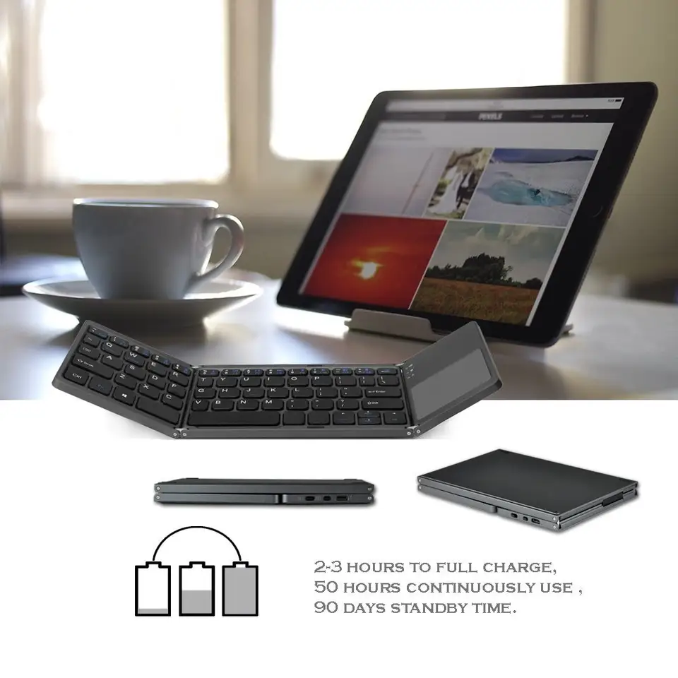 B033 Mini Foldable Keyboard with Touchpad Wireless Air Mouse for Windows Android IOS Phone Tablet PC