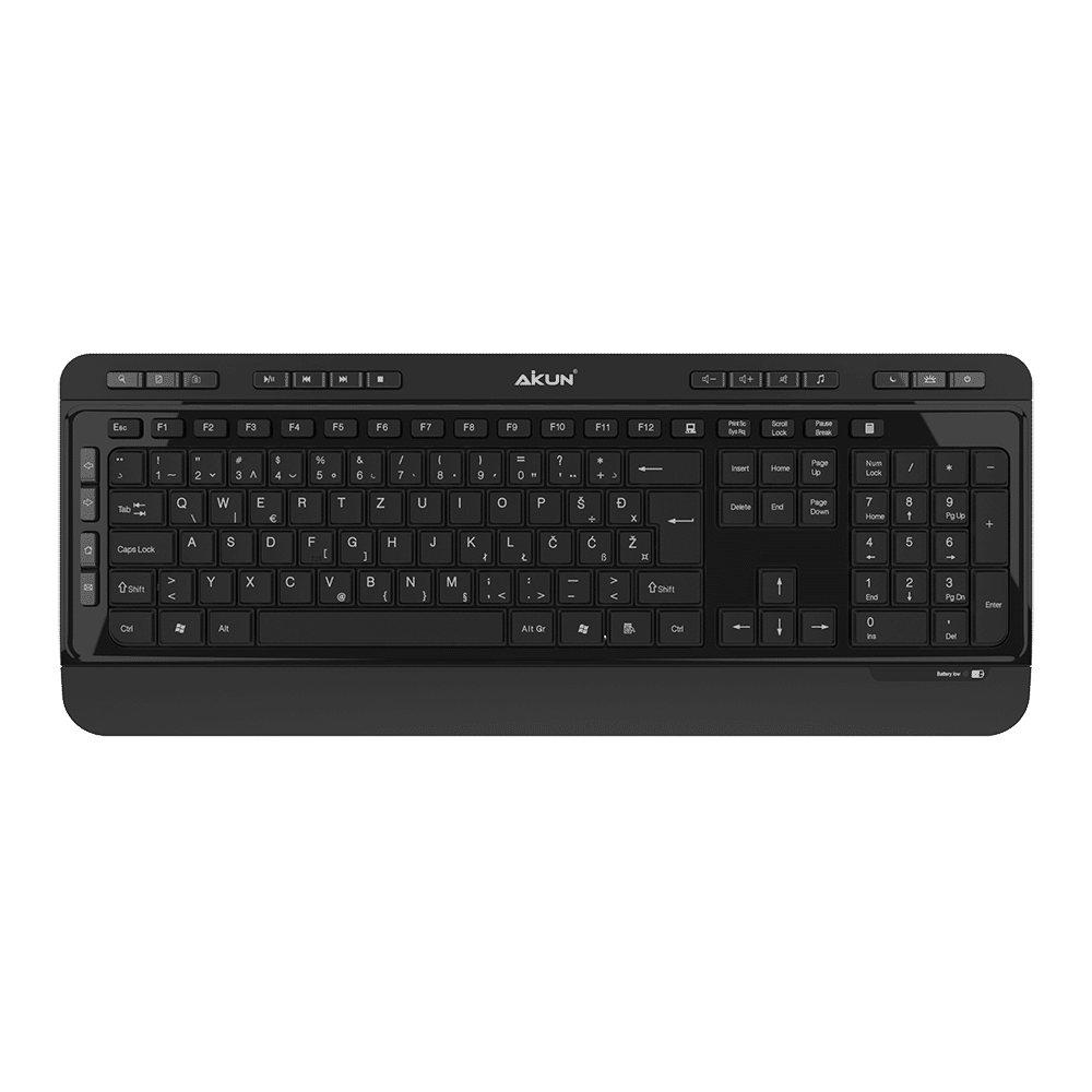 AX2900 2.4 Ghz Wireless standard Keyboard,Comfortable full-size Ultra- thin Keyboard,Black Rubber keyboard