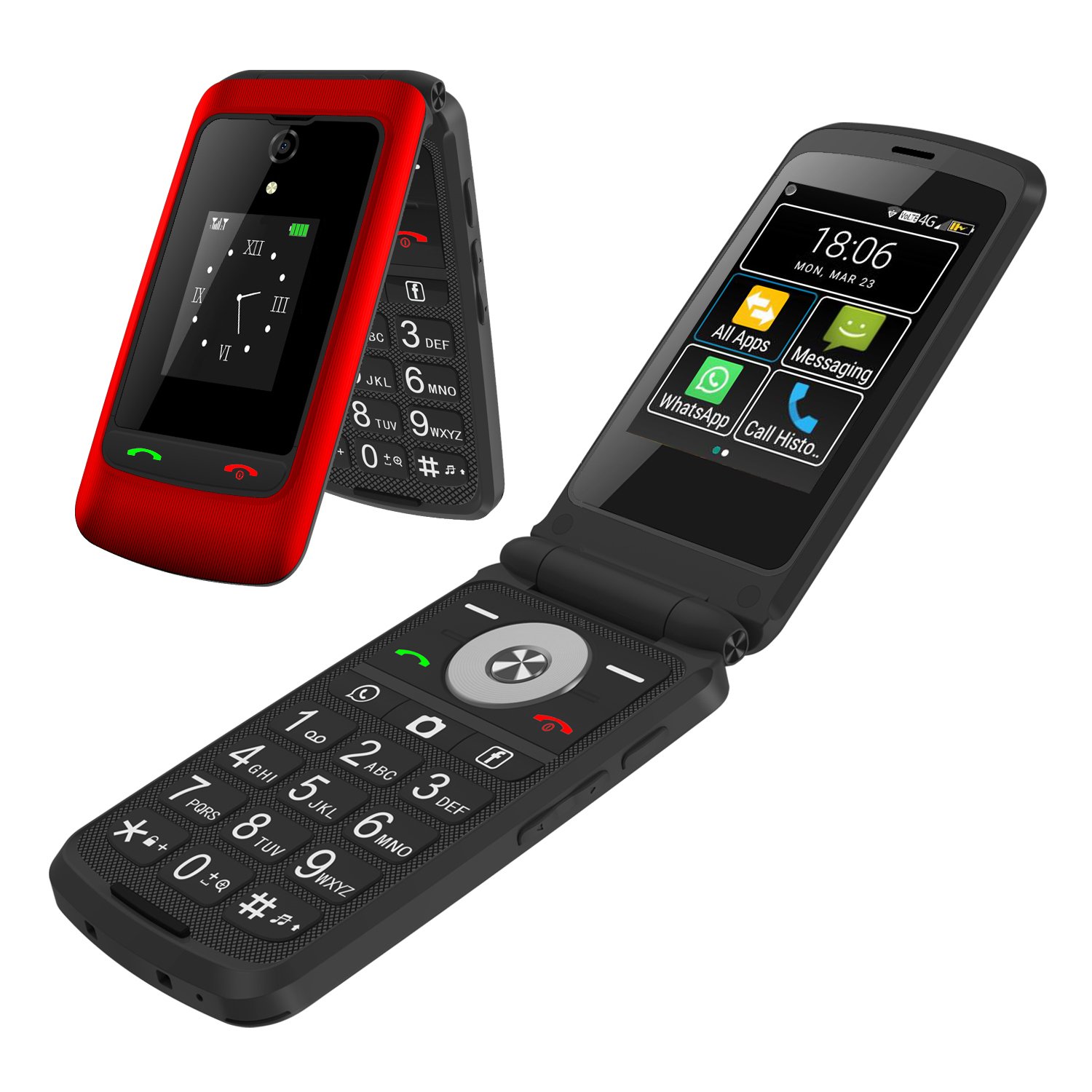 2.8 inch Screen Dual Screen 4G Mobile Flip Phone Android Keypad Feature phone with SOS WIFI Senior Phone LTE
