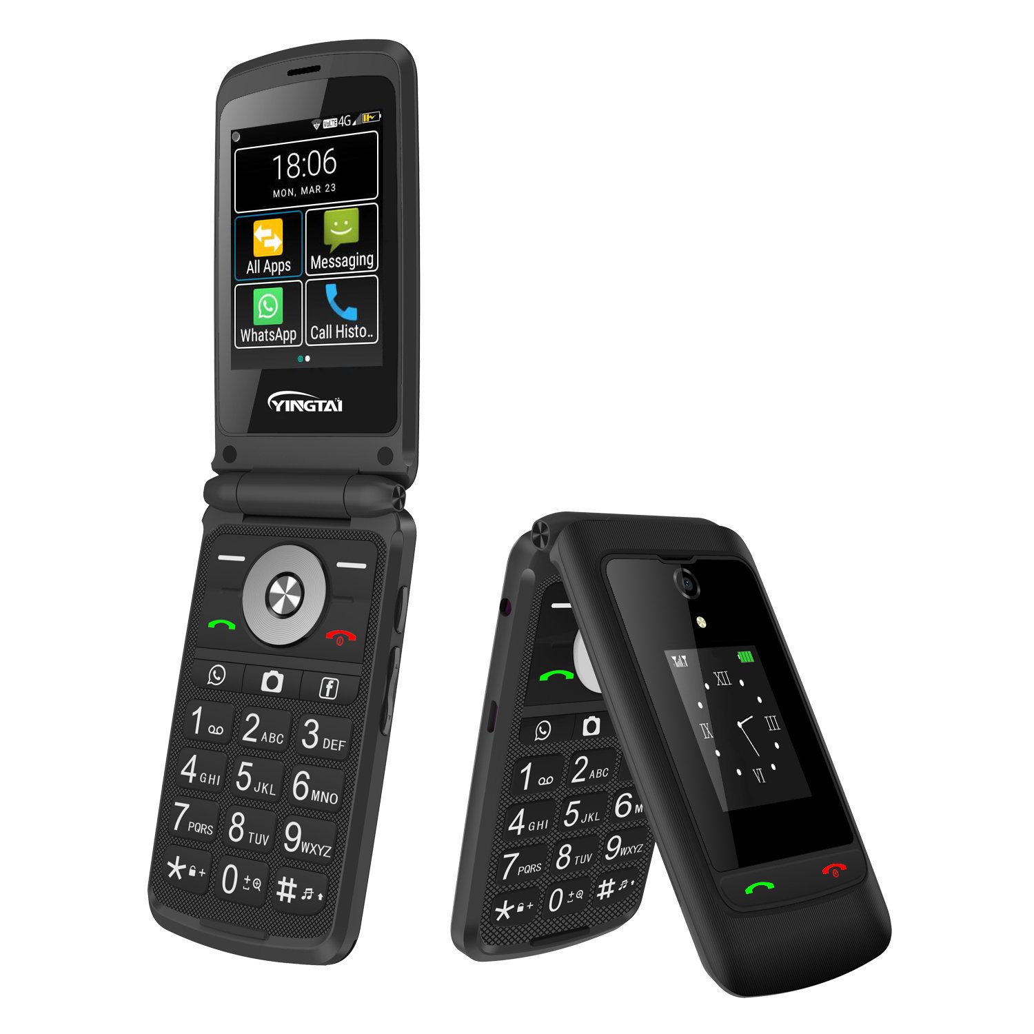 2.8 inch Screen Dual Screen 4G Mobile Flip Phone Android Keypad Feature phone with SOS WIFI Senior Phone LTE