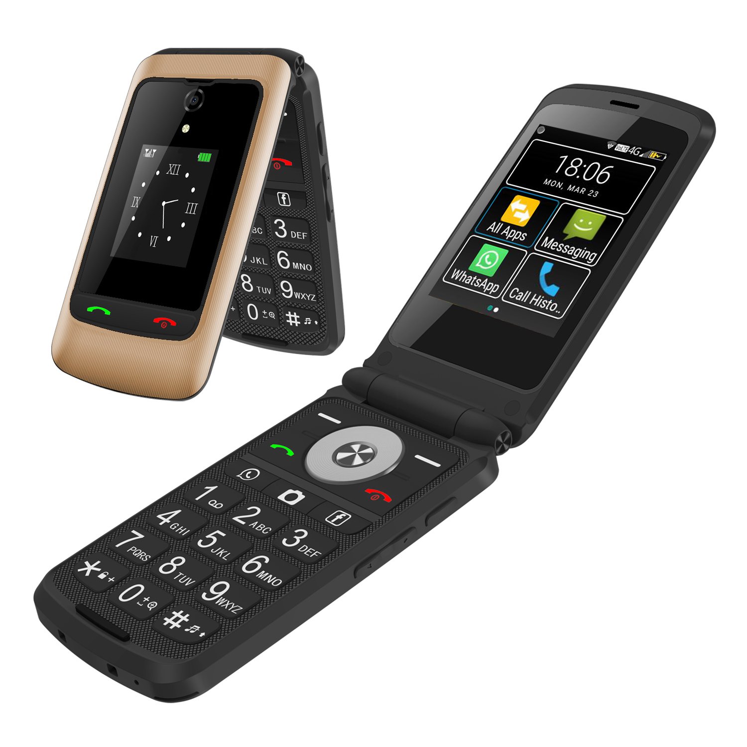 2.8 inch Screen Dual Screen 4G Mobile Flip Phone Android Keypad Feature phone with SOS WIFI Senior Phone LTE