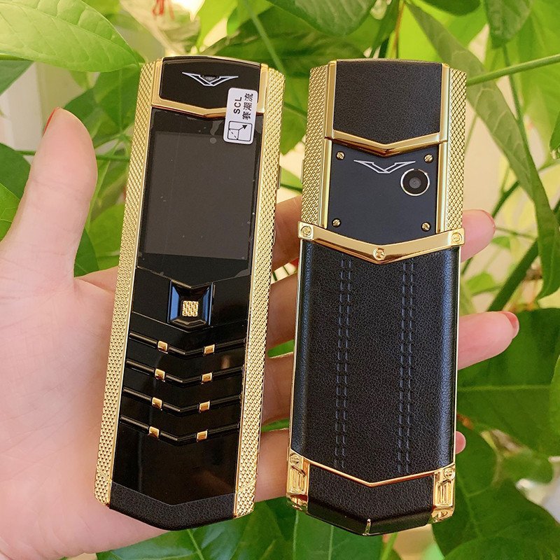Hot selling unlocked luxury gold Mini phone dialer keypad cell phone elderly mobile phone with Leather case in stock