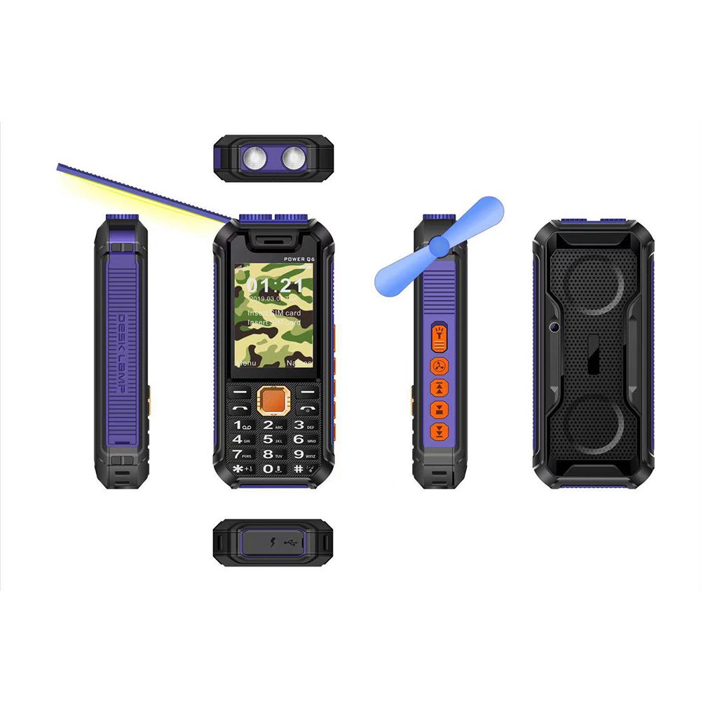 3000mAh Strong Feature Phone with Fan Emergency Phone Led Torch Lantern Flashlight For Outdoor Camp Hiking Long Standby Time