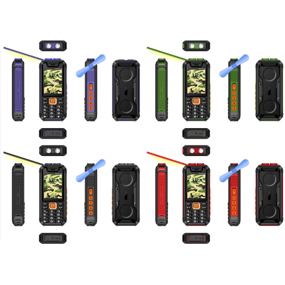 3000mAh Strong Feature Phone with Fan Emergency Phone Led Torch Lantern Flashlight For Outdoor Camp Hiking Long Standby Time