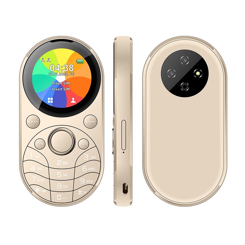 1.39 inch Round LCD Screen Metal Body Small Keypad Pocket GSM Feature Mobile Phone