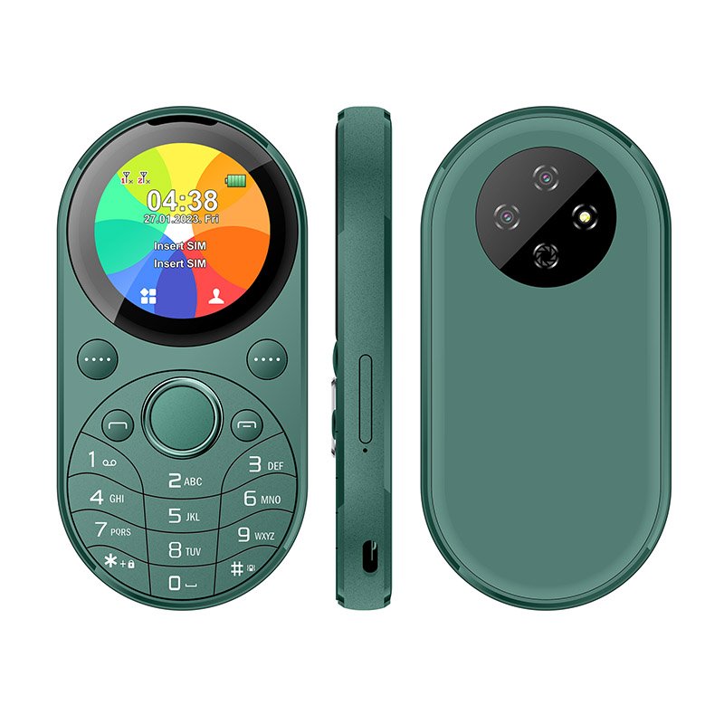 1.39 inch Round LCD Screen Metal Body Small Keypad Pocket GSM Feature Mobile Phone