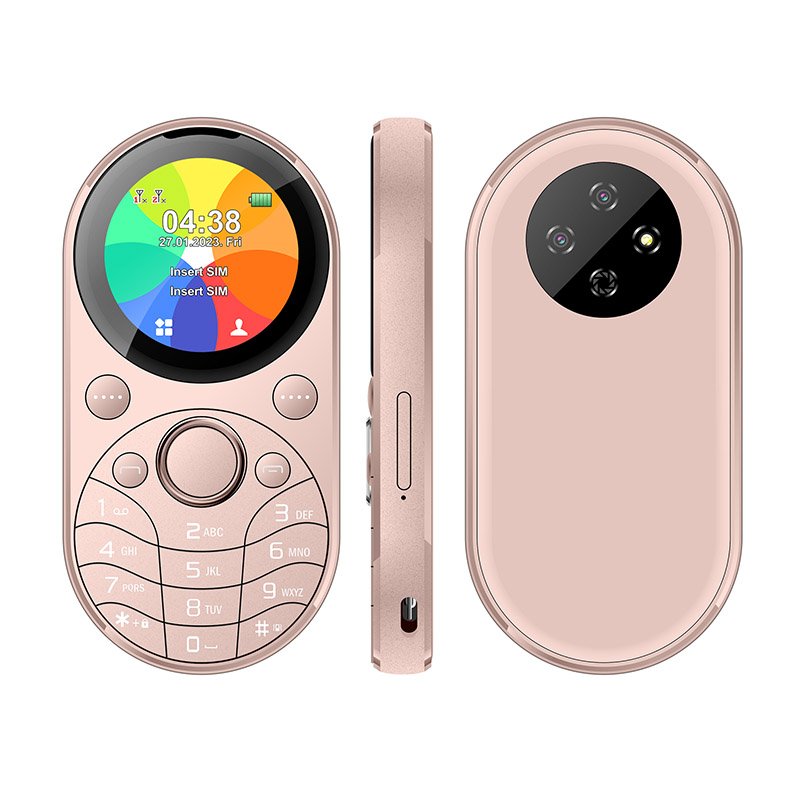 1.39 inch Round LCD Screen Metal Body Small Keypad Pocket GSM Feature Mobile Phone