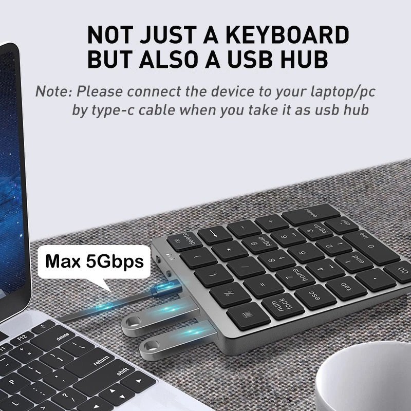 Brand New Factory USB3.0 HUB Slim Number Pad For Laptop Desktop Computer Pc Wireless Bt Numeric Keyboard