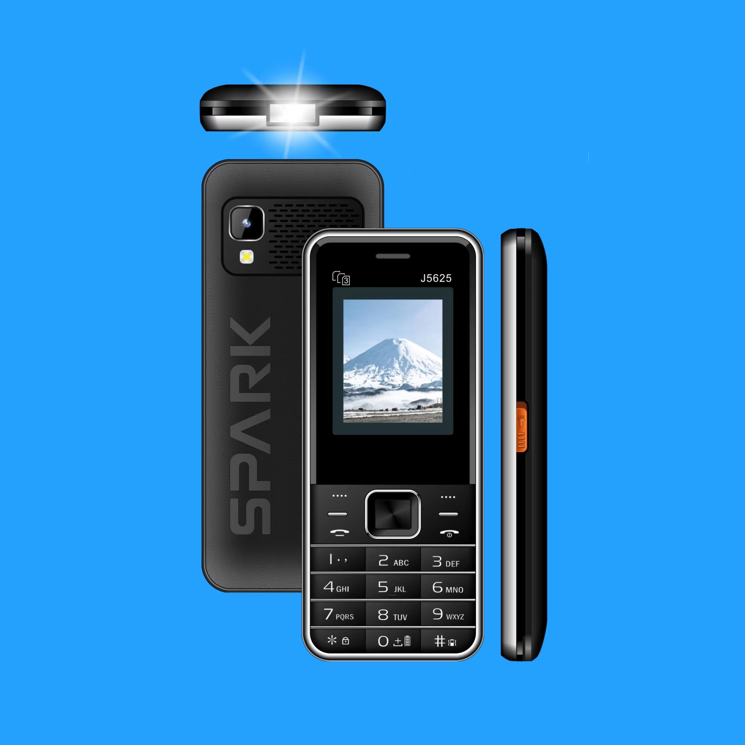 Low Price Stock 2G 1.77 Inch Triple SIM Card Supports Solar Charging Mobile Phone Feature Phone