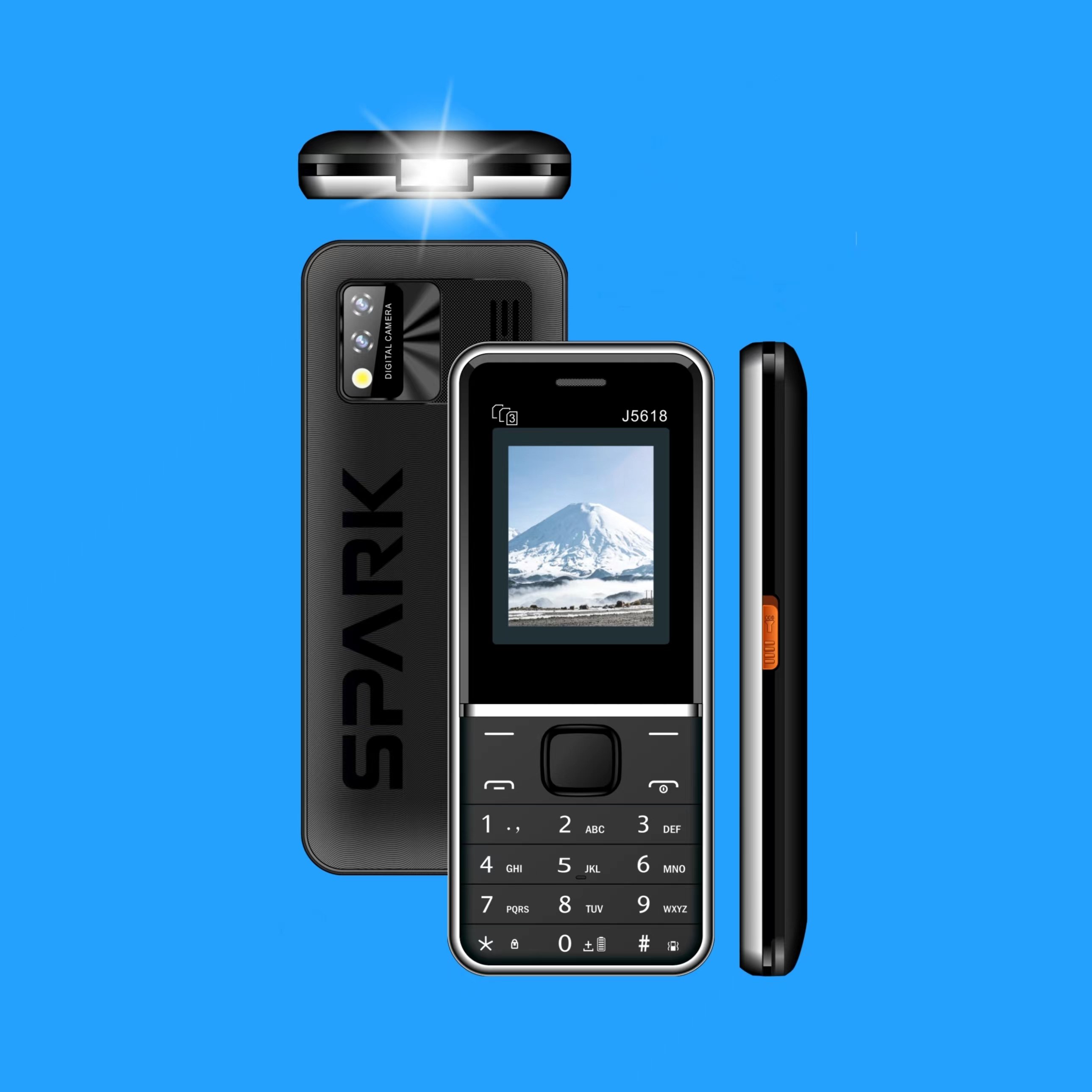 Low Price Stock 2G 1.77 Inch Triple SIM Card Supports Solar Charging Mobile Phone Feature Phone