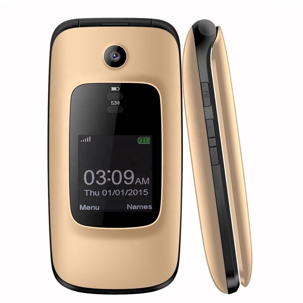 Factory price product 2.0 inch GSM folding keypad mobilephone dual screen quad band handy phone