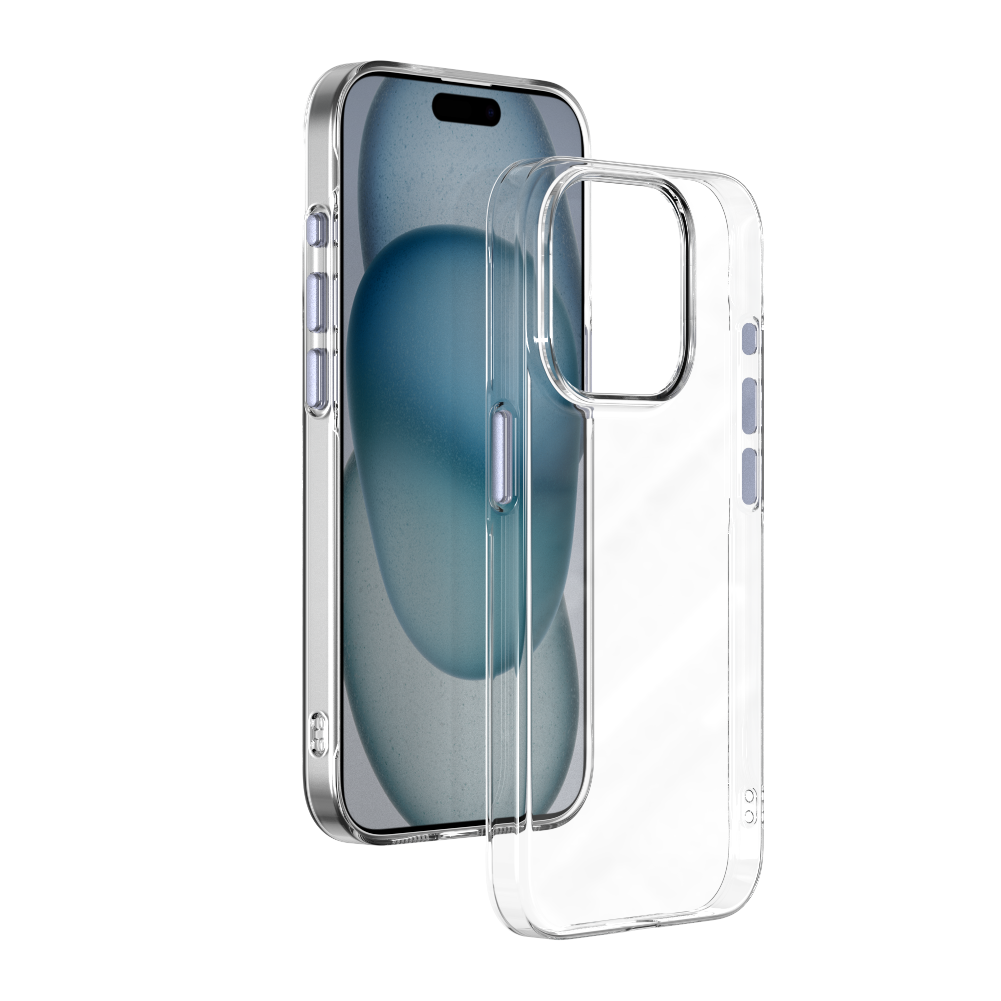 Newest PC ultra-thin metal buttons transparent mobile phone case for iphone 15Promax