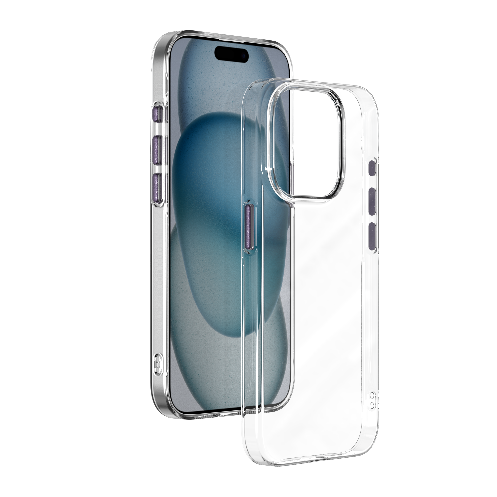 Newest PC ultra-thin metal buttons transparent mobile phone case for iphone 15Promax