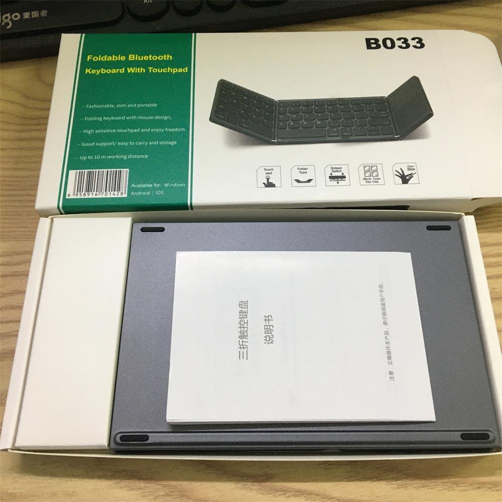 B033 epro Mini Foldable Keyboard with Touchpad Wireless BlueT mini air mouse For Wins Android Phone Tablet PC popular keypad