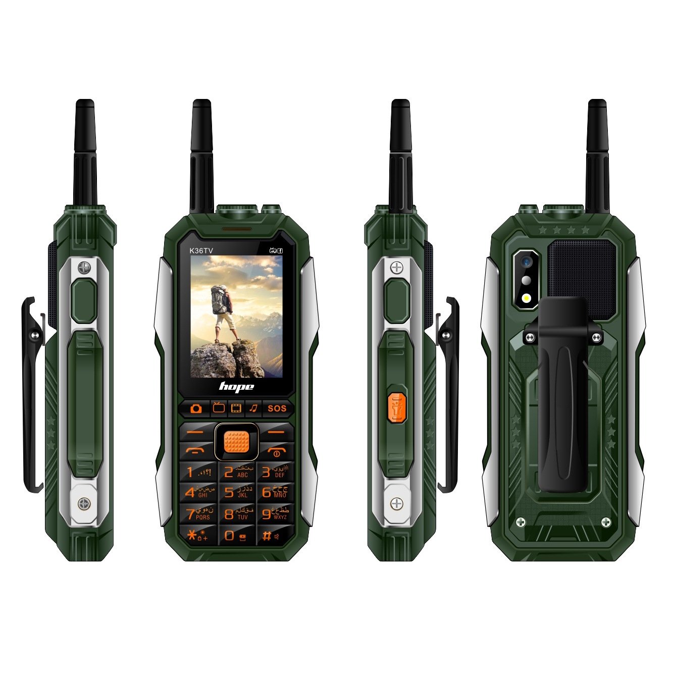 Outdoor Big Electric Fighter Mobile Phone with Four Cards Four Stands Long Term Antenna Signal Powerful
